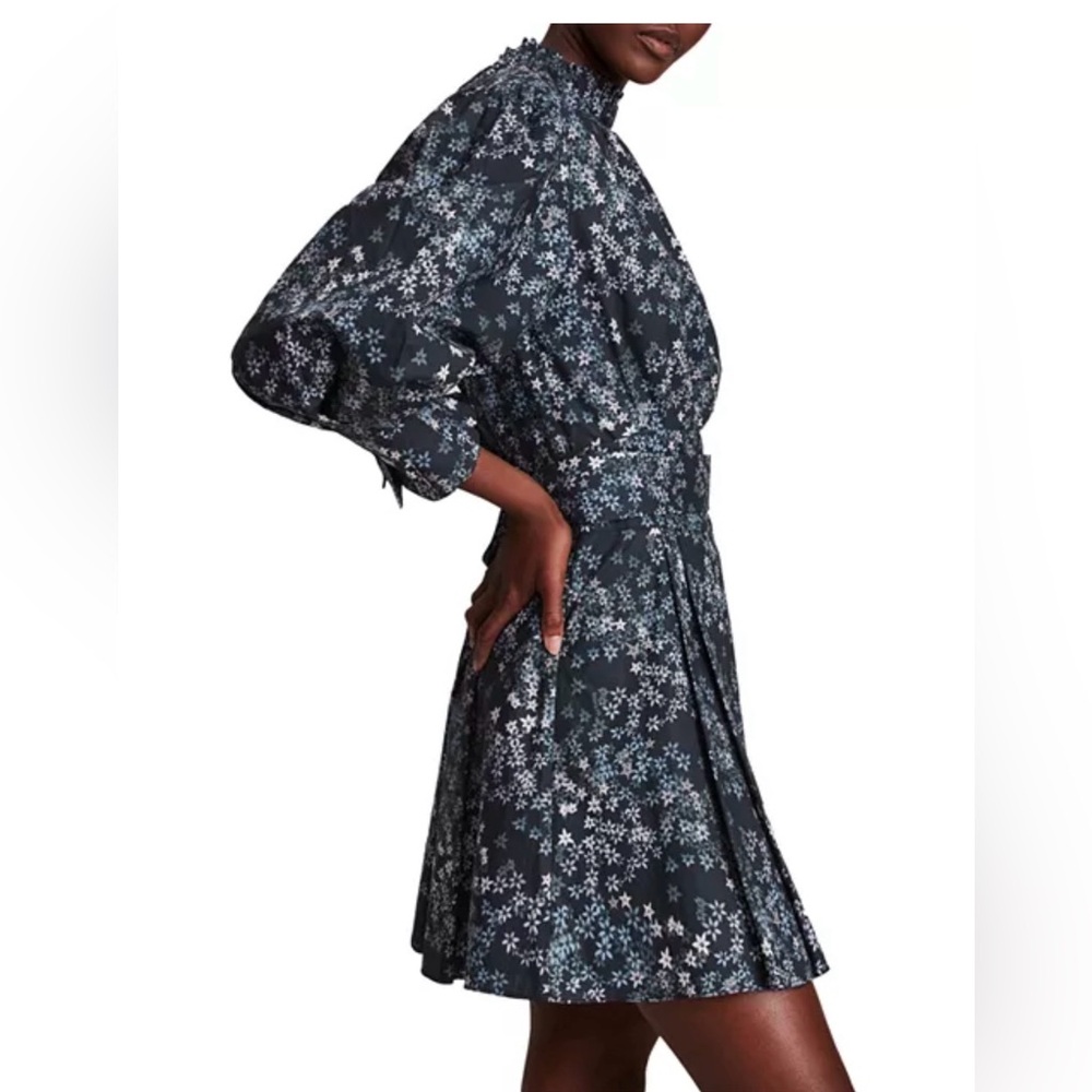 All Saints Black and Blue Floral Midi Dress - Picture 3 of 10